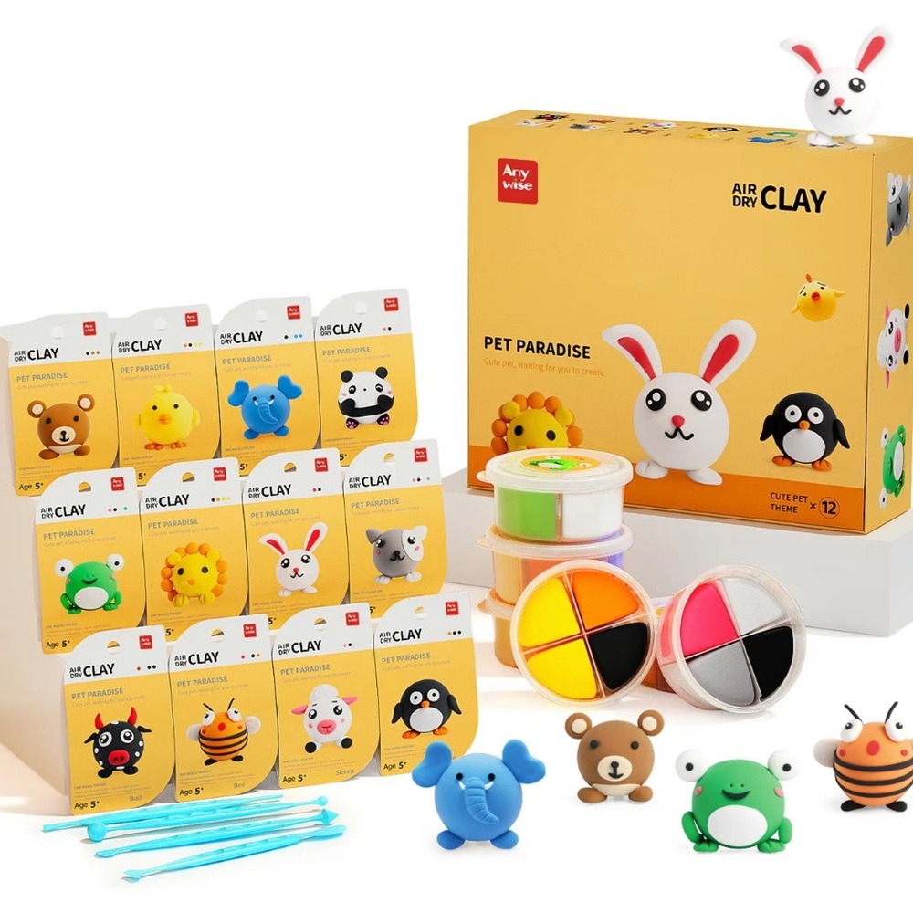 Colorful Yellow and Orange Building Air Dry Clay Set